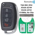 2013-2016 Hyundai Santa Fe / 4-Button NO Chip Flip Key Remote / PN: 95430-4Z101 / TQ8-RKE-3F04 (AFTERMARKET)
